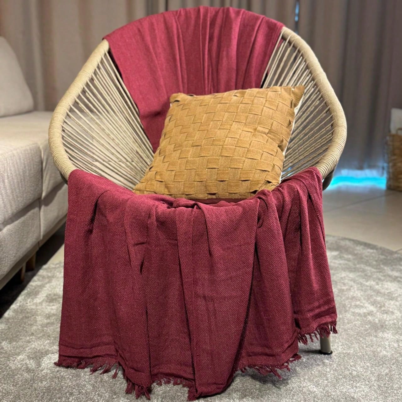 Manta Para Sofá king Decoração Boho