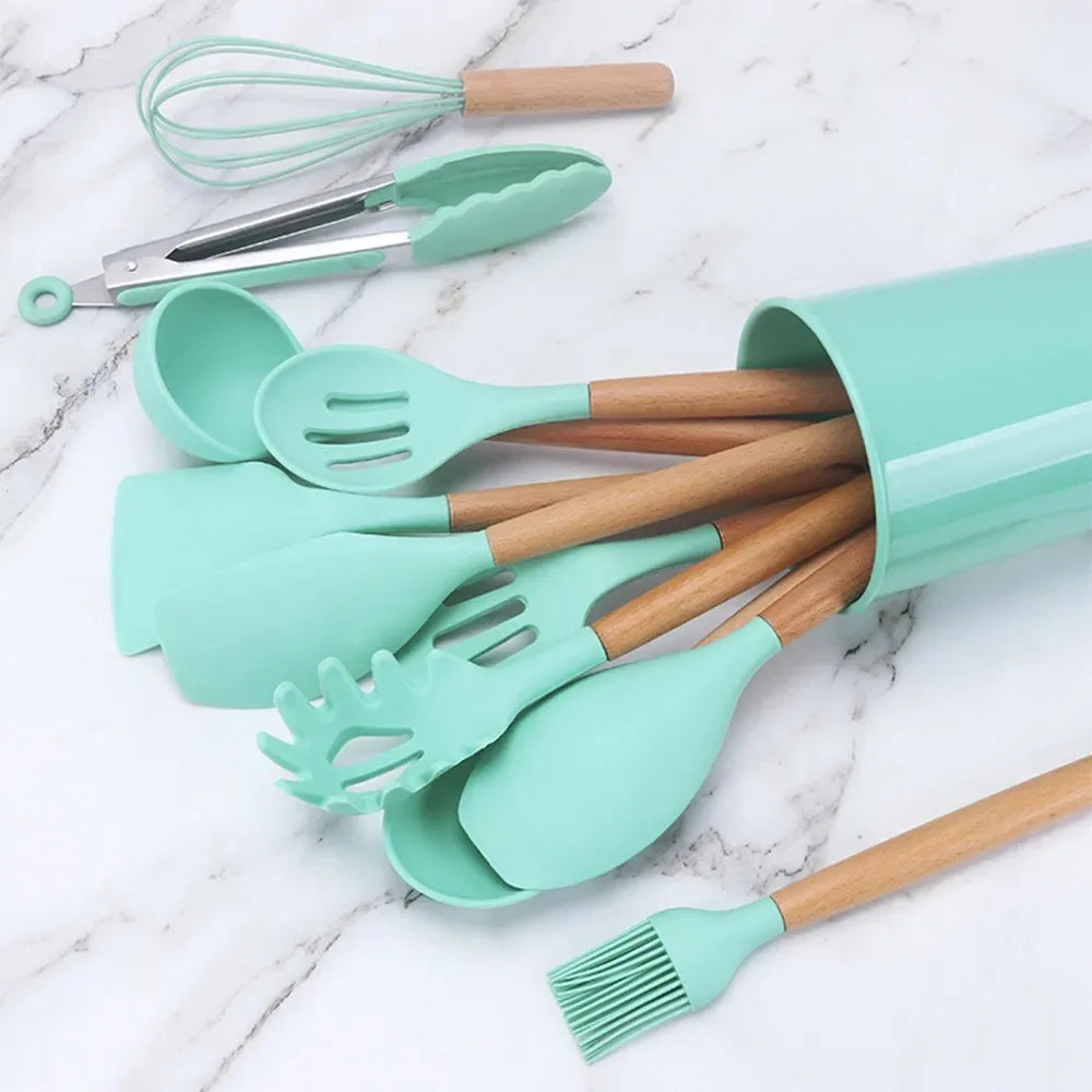 kit de Colher de Silicone para Cozinha 12 peças