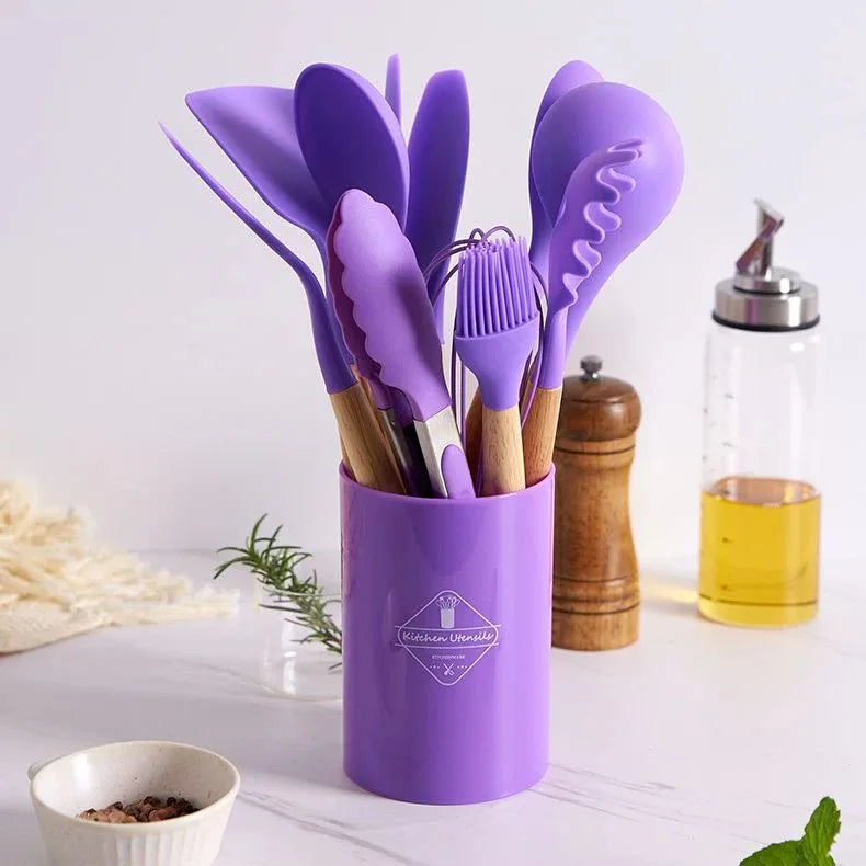 kit de Colher de Silicone para Cozinha 12 peças