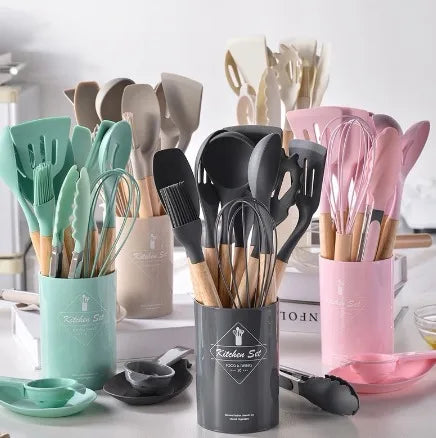 kit de Colher de Silicone para Cozinha 12 peças