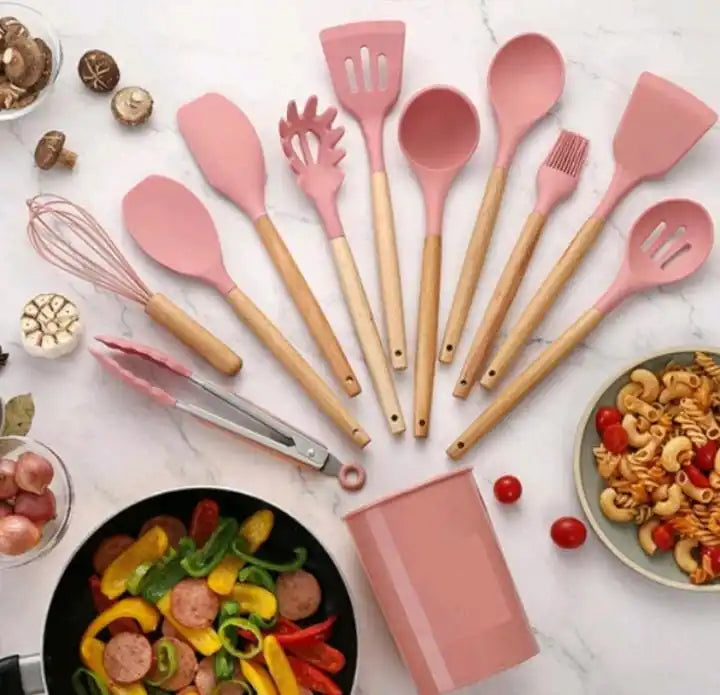 kit de Colher de Silicone para Cozinha 12 peças