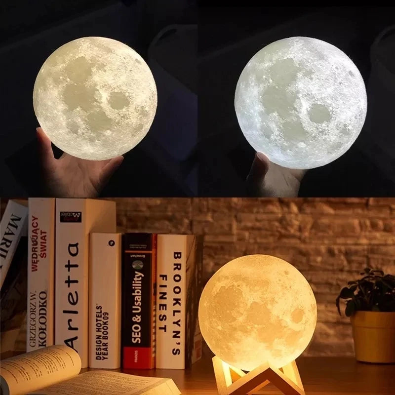 Umidificador Aromatizador Luminaira Abajur Lua Cheia 3D