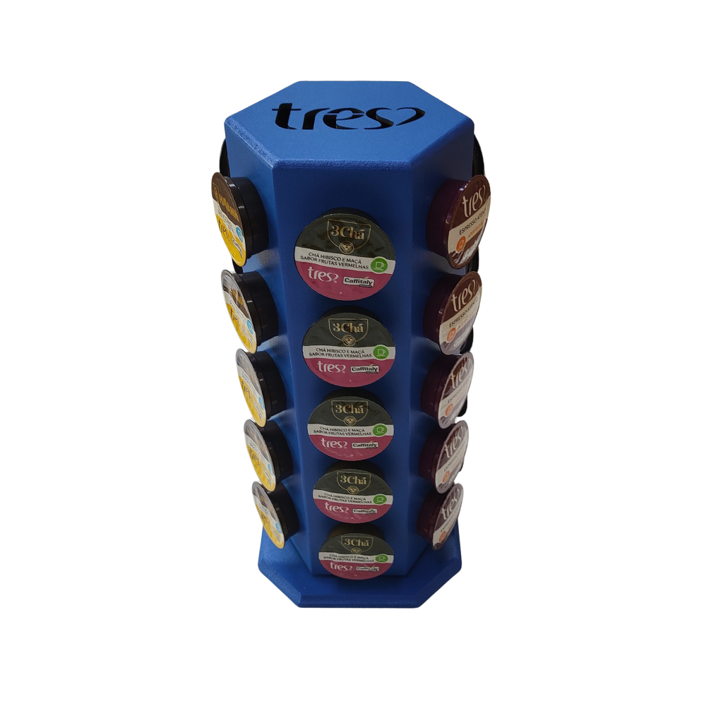 Torre Organizador Giratório p/30 Cápsulas Café Três 3 Corações