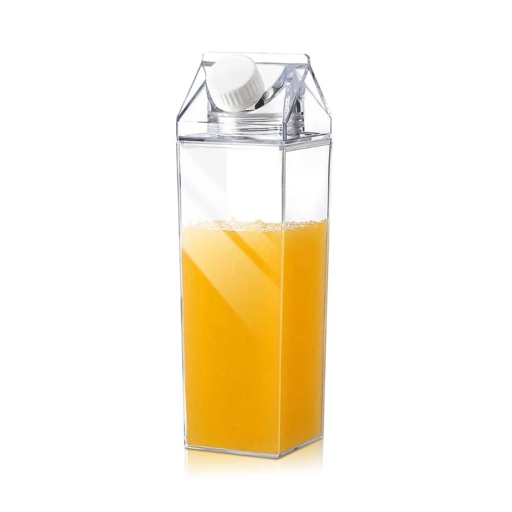Kit 3 Garrafas de Acrílico Transparente P/ Leite Suco Bebidas My Box