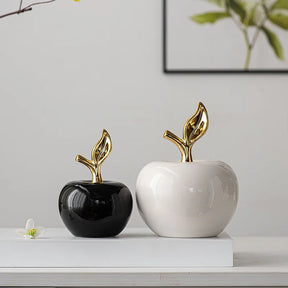 Estatuas  criativas de cerâmica de maçã, artesanato, arte para sala de estar, escultura de maçã branca, acessórios de decoração para casa, presentes de feriado