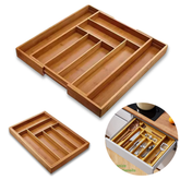 Organizador de Gaveta para Talheres 7–8 Divisórias – Ajustável em Bambu