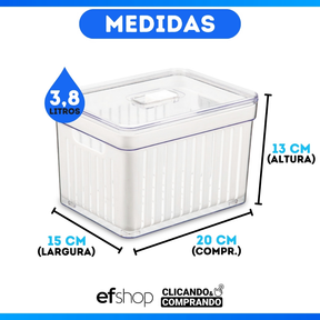 Kit 4 Organizador de Geladeira 3,8 Litros Cesto ou 2,8 Com Tampa Multiuso Alimento Verdura e Vegetal