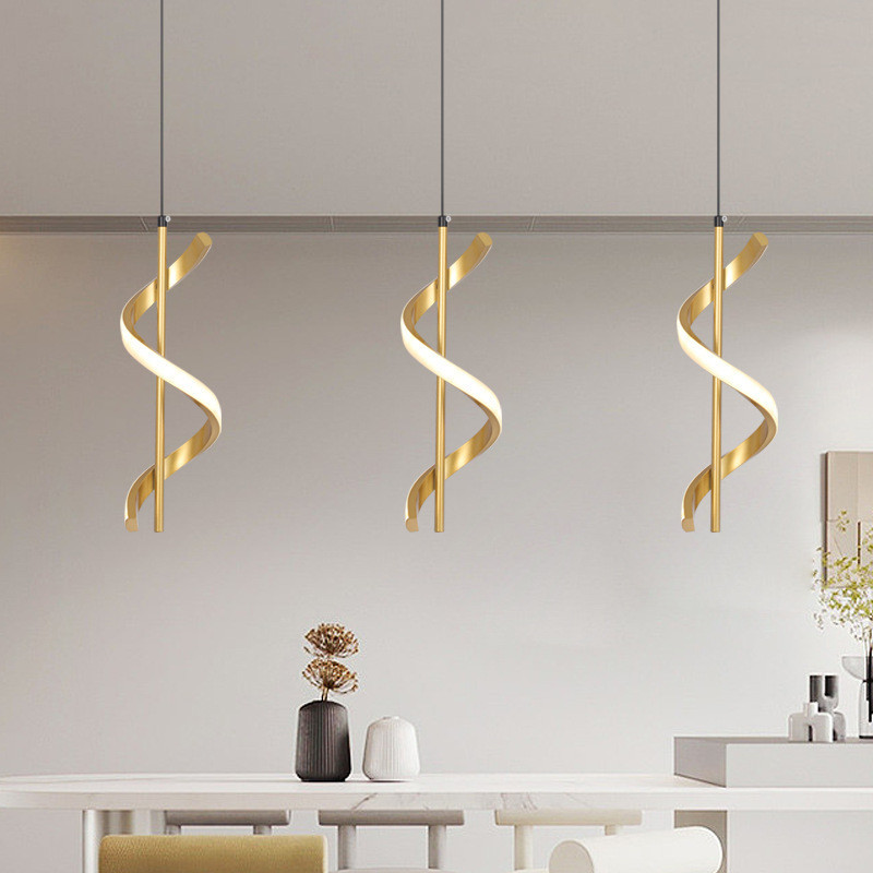 (3 cores em 1 luz) Lustre Pendente Luminária de Teto Led Dourado Decoração Minimalista Moderno para Sala Quarto Cozinha